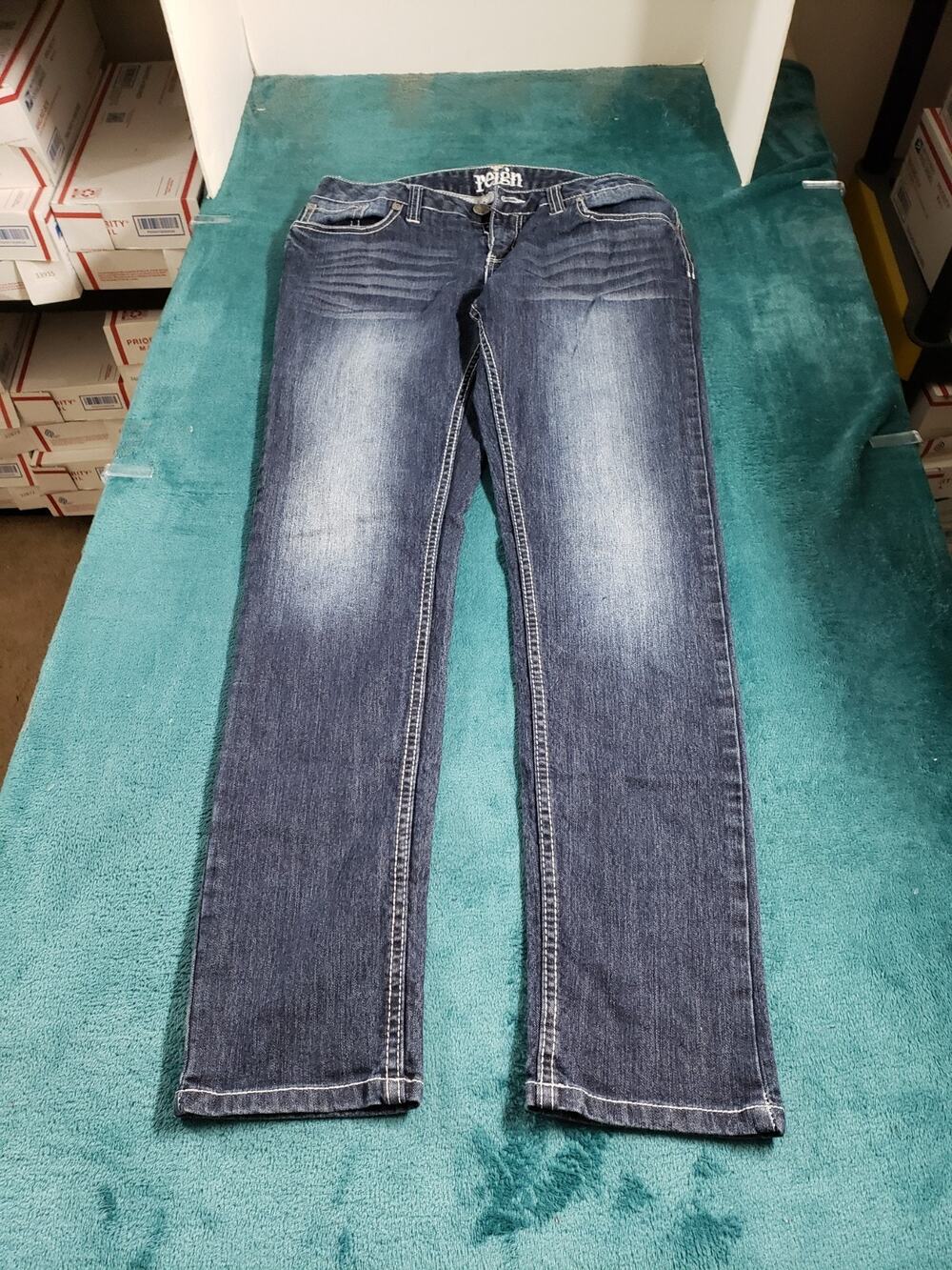 Reign Jeans Size 11 Womens Blue Pants Stretch Denim Dark Mid Rise Straight